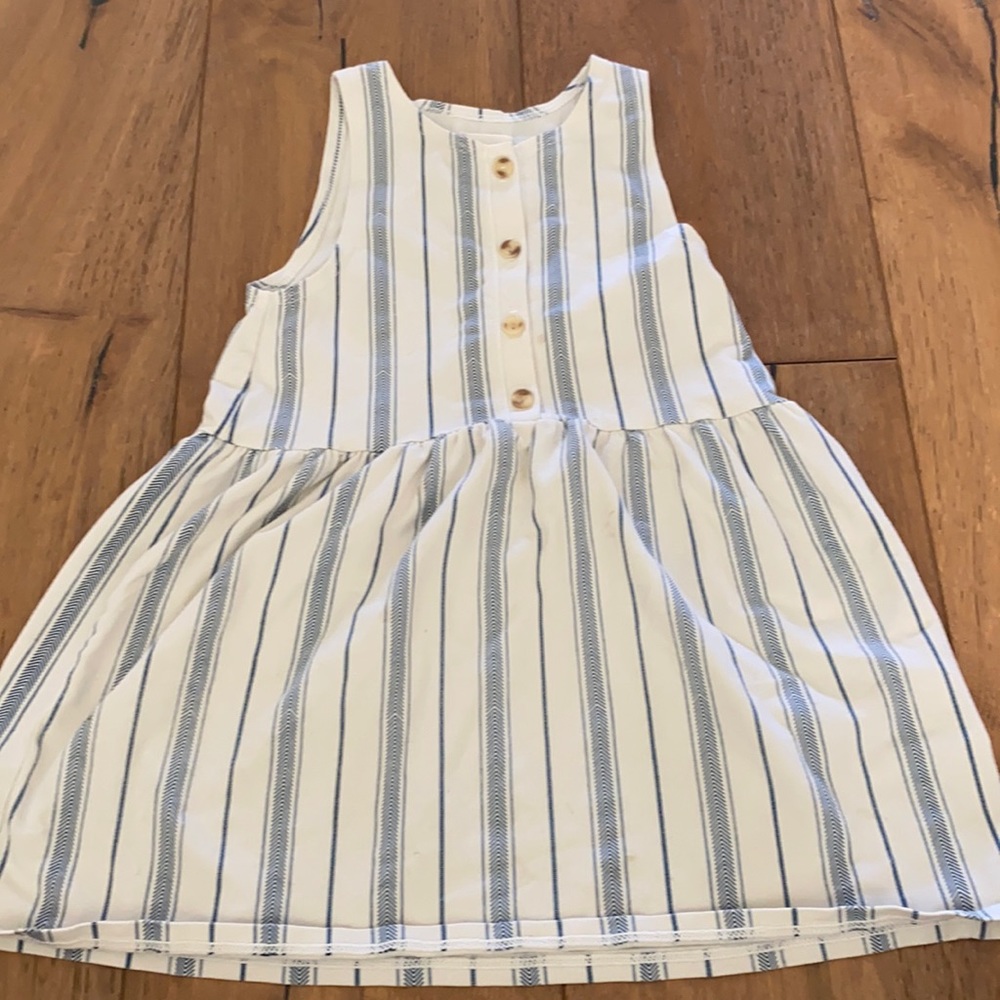Blue and white striped dress